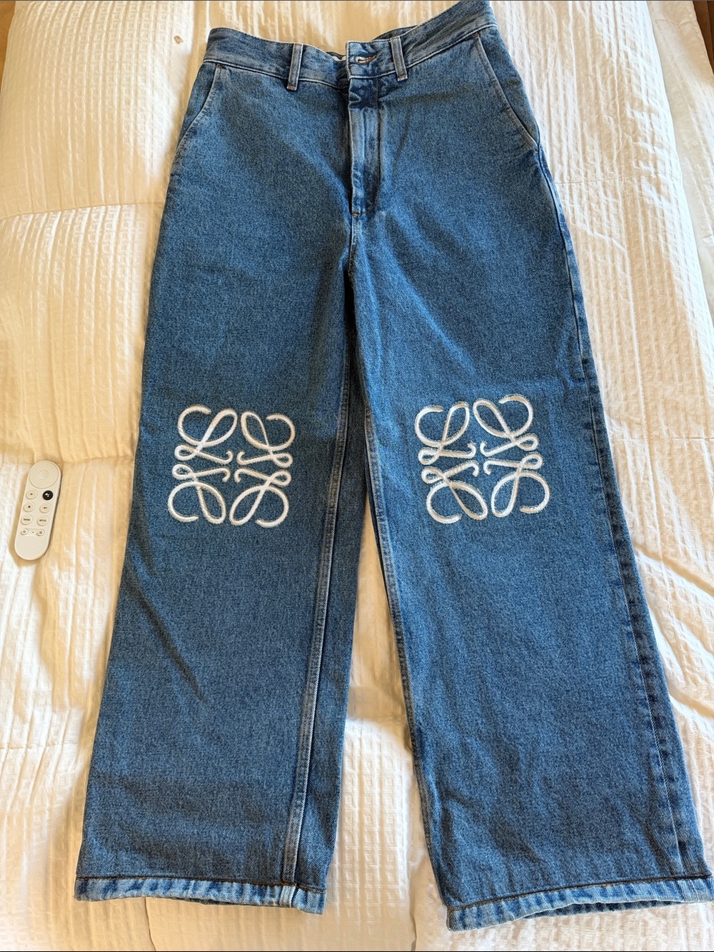Loewe Anagram Embroidered Baggy Jeans